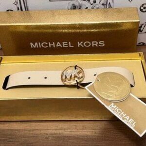 NIB Michael Kors Cream and Gold Belt (L/XL)